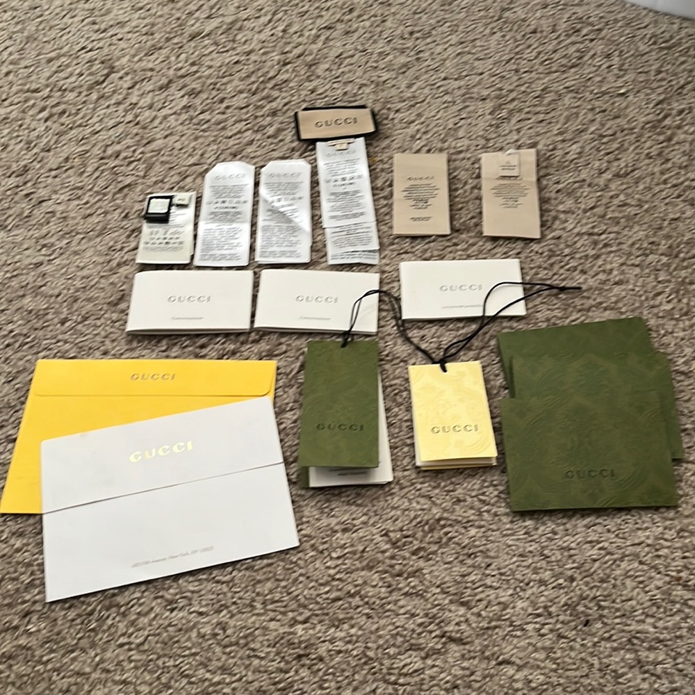 Authentic Gucci tags and gift bag set